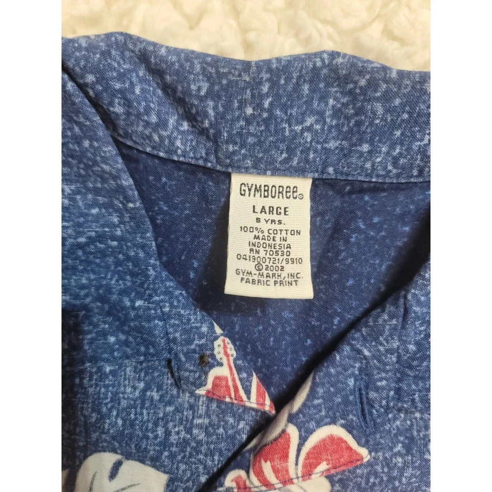 Vintage Gymboree  Hawaiian Shirt 5 Blue Boys ‎ Button Up 2002